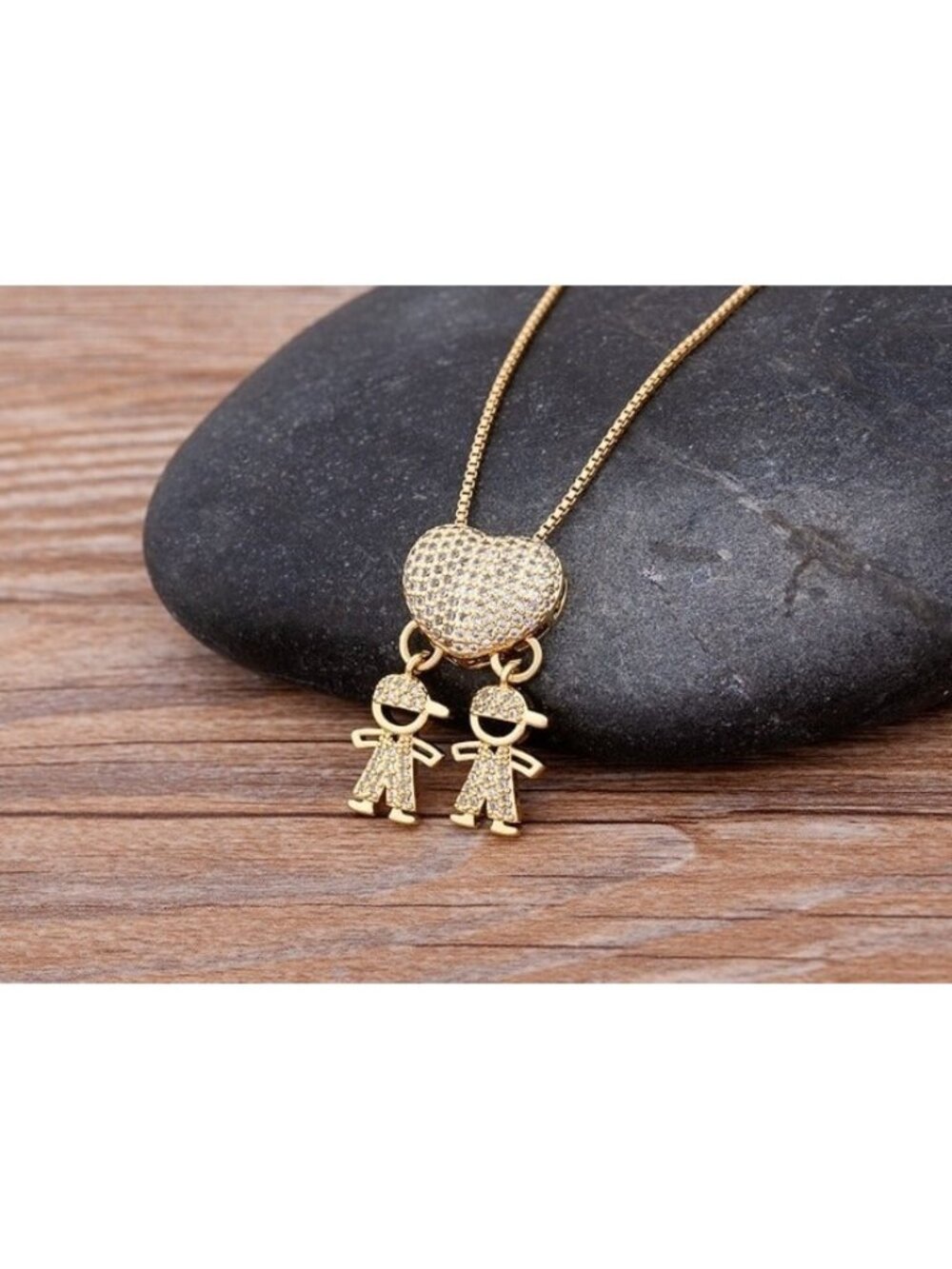 Mom of Boys Necklace - Gold Plated - CZ